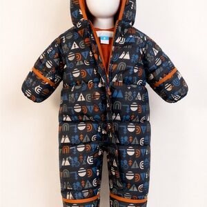 Columbia Kids One Piece Footie - Navy and Orange